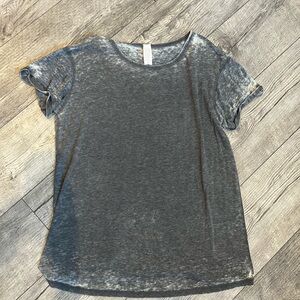 2X Casual Gray Wash Women's Top Short Sleeves T Shirt